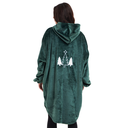 Snuggs Blanket Hoodie Green Tree Christmas